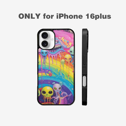 iPhone 16 Plus Case — Aliens Tie Dyemelting Aliens P, Custom Phone Case