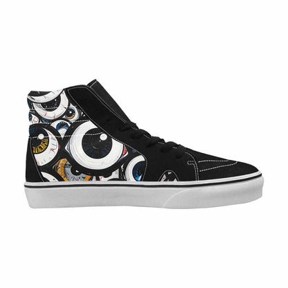 WOMEN'S Googly Cartoon Eyeballs High Top Canvas Vibrant Chaos Custom Sneakers