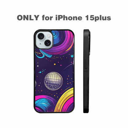 iPhone 15 Plus Case — 1970s Disco Cartoon Art Pattern, Custom Phone Case