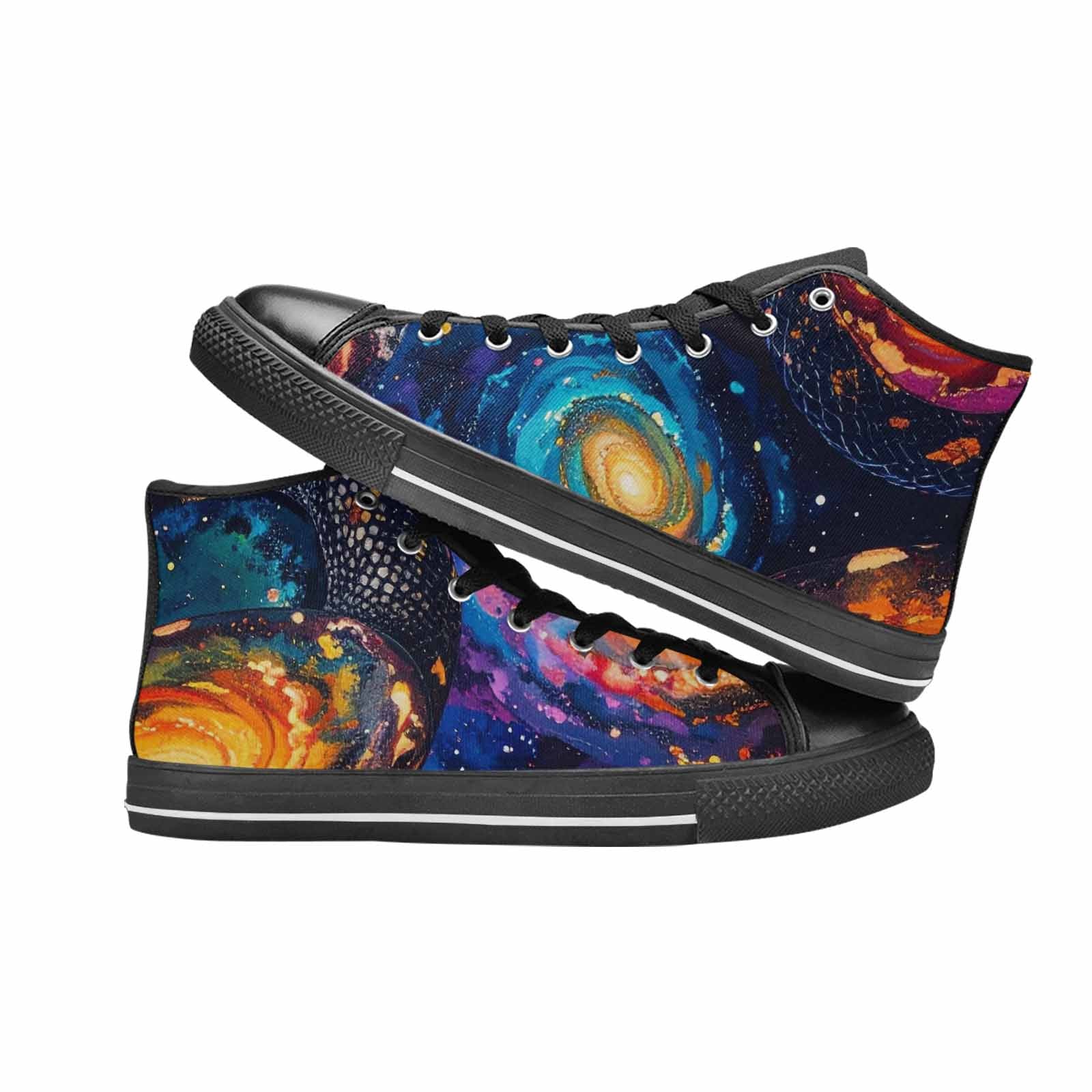 MEN'S Galaxy Snake Print High Top Canvas Wallpaper Art Sneakers