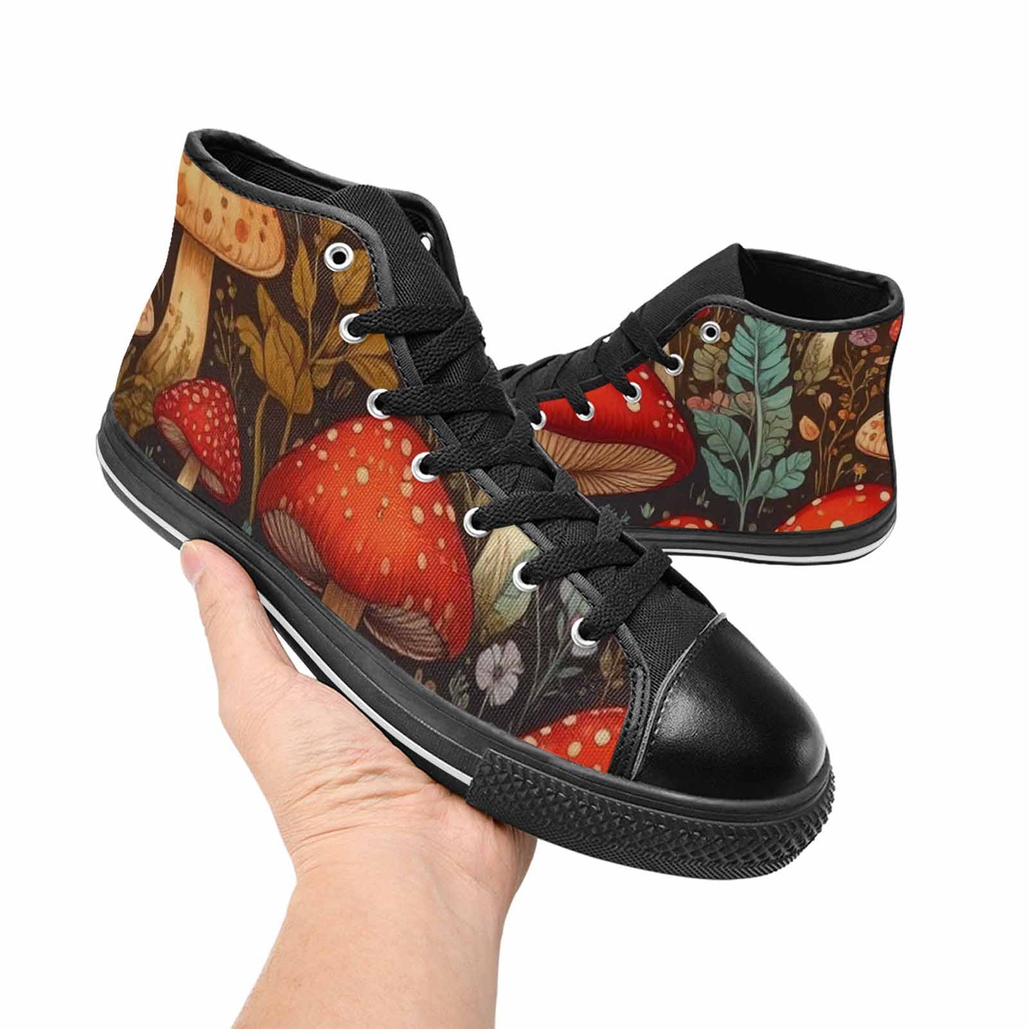 MEN'S Mushroom High Top Canvas Dark Academia Custom Sneakers