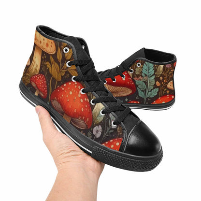 MEN'S Mushroom High Top Canvas Dark Academia Custom Sneakers