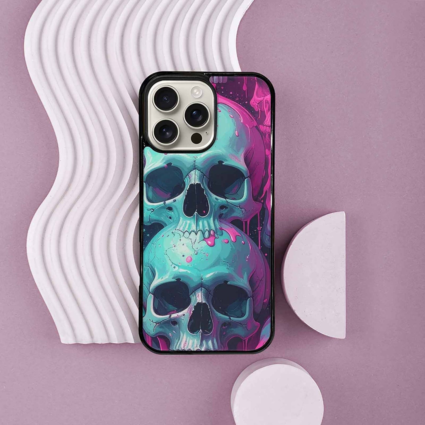 iPhone 16 Pro Max Case — 1000\'s Of Skulls Overlapping Each Other, Custom Printed Phone Case