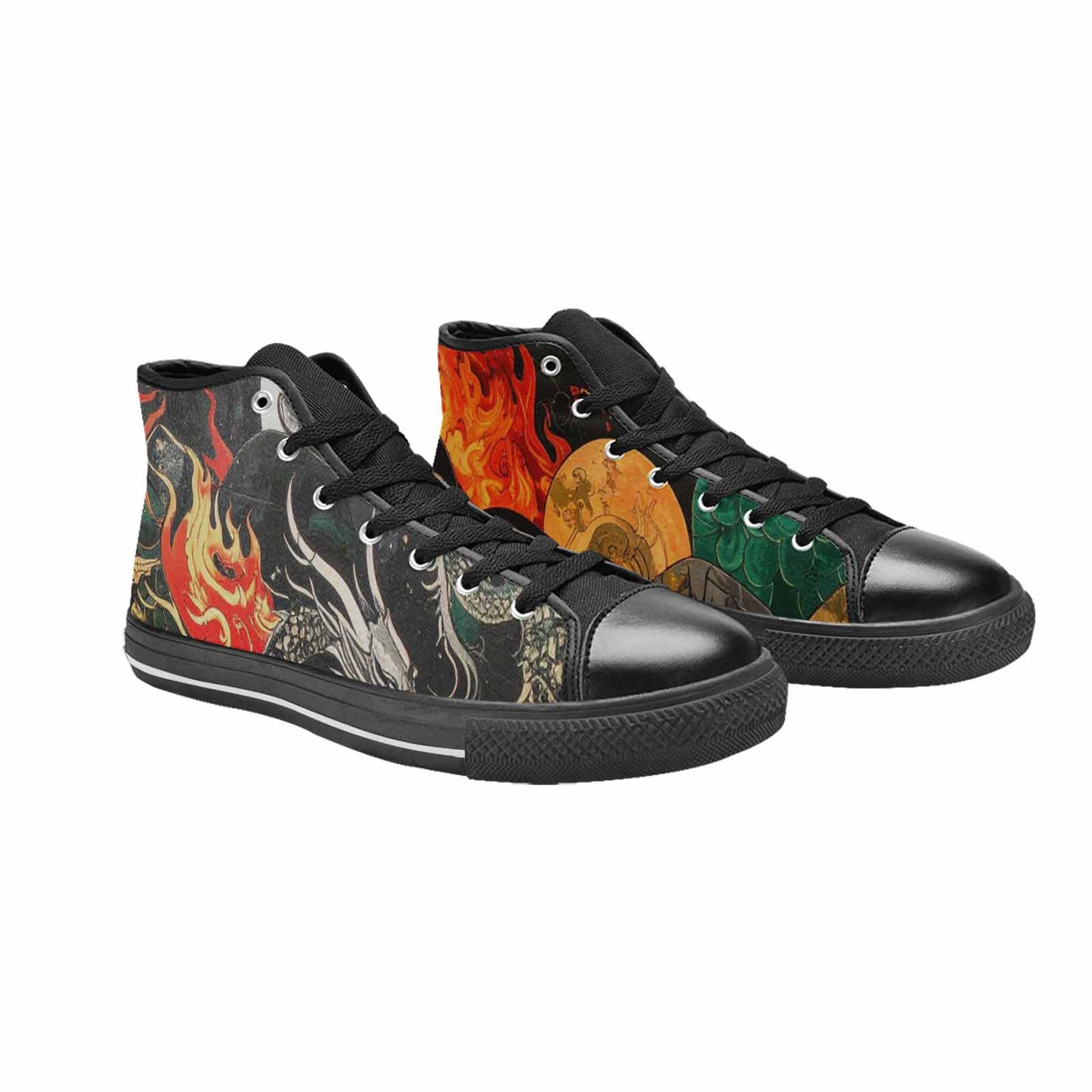 WOMEN'S Dragon Scale Fantasy High Top Canvas Grunge Custom Sneakers