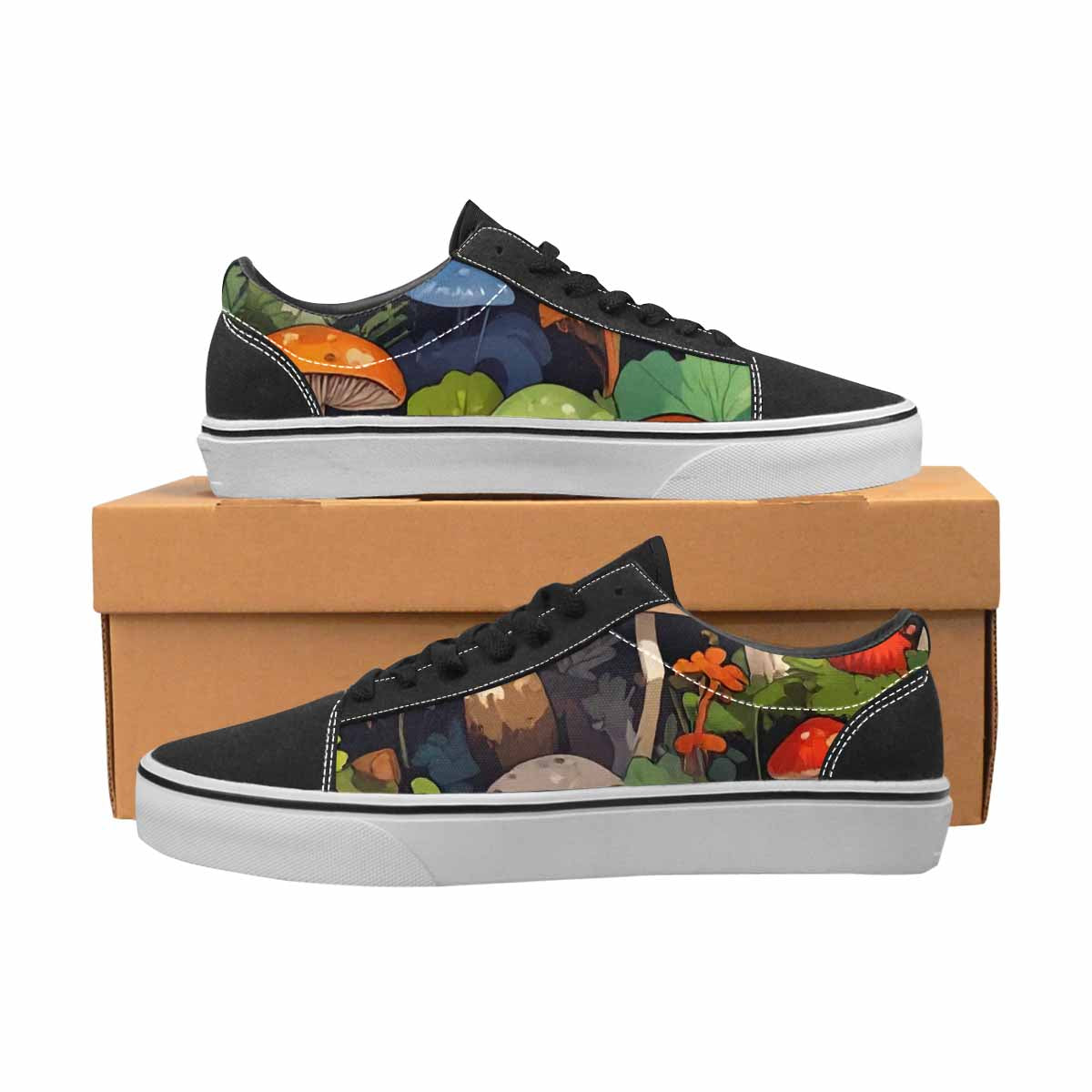 WOMEN'S Mushrooms  Camo Mushrooms Lace-Up Canvas Neon Fantasy Custom Shoes