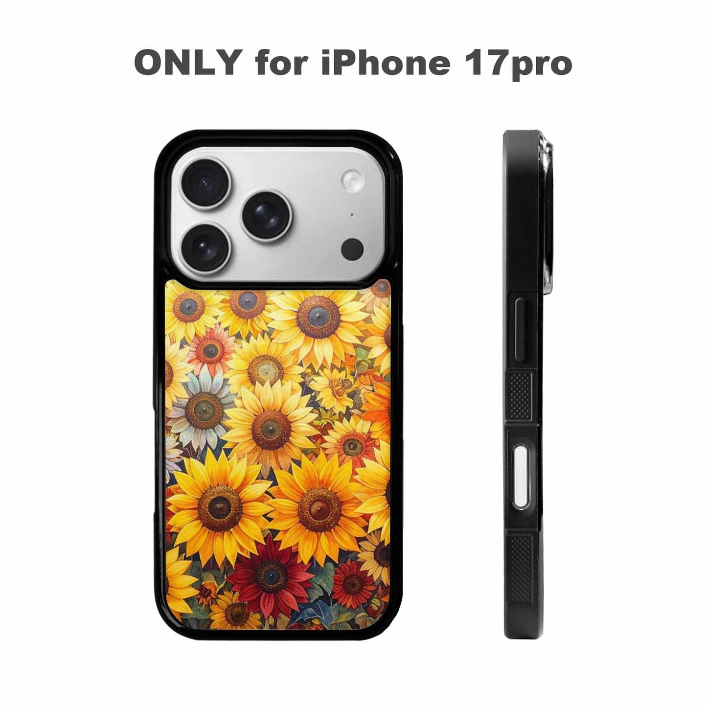 iPhone 17 Pro Case — Full Color Vibrant Sunflower Burst Floral, Custom Printed Phone Case