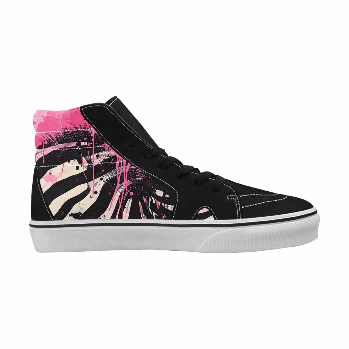 MEN'S Zebra Stripe Burst High Top Canvas Cottagecore Sneakers