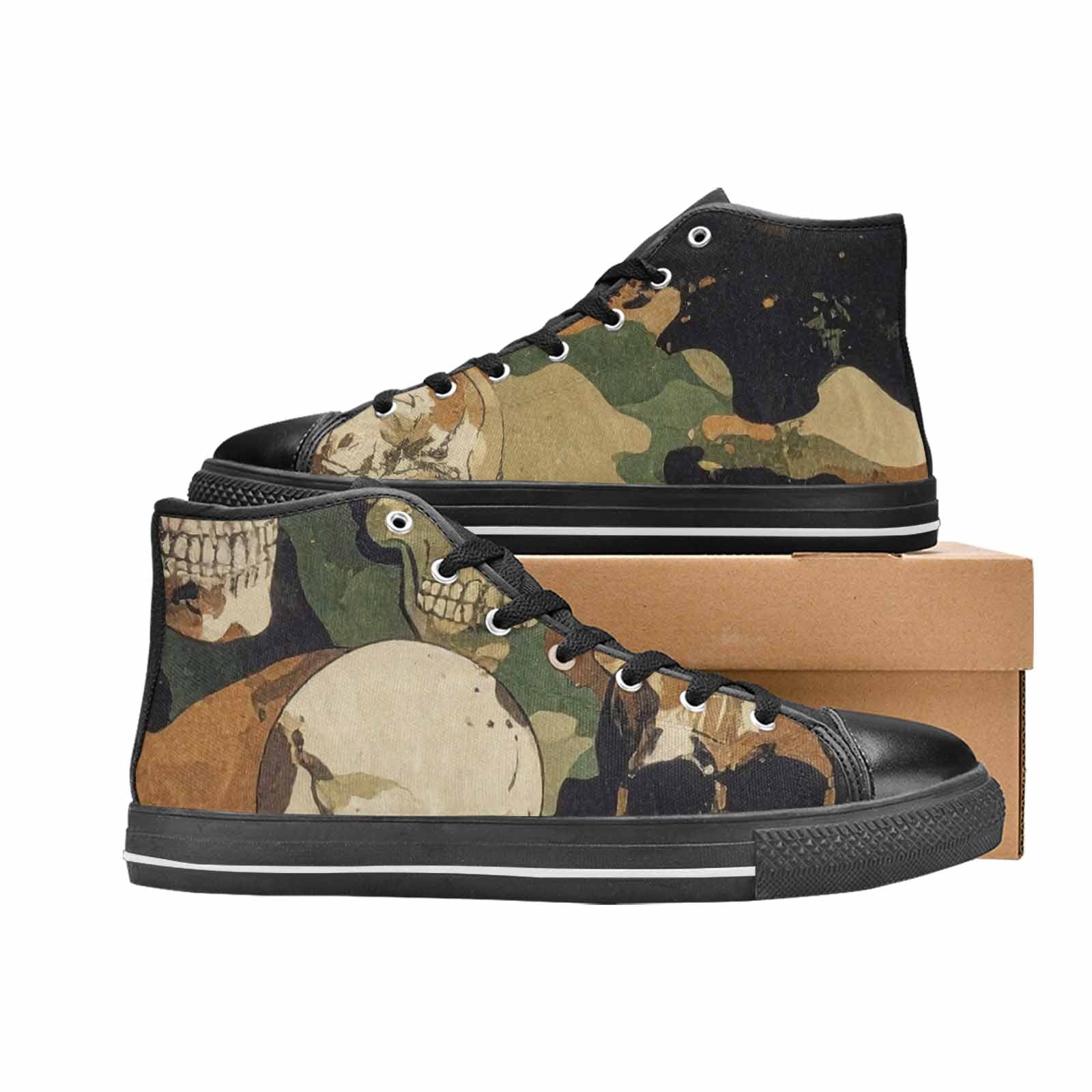 MEN'S Military Camo Skull High Top Canvas Vivid Custom Sneakers