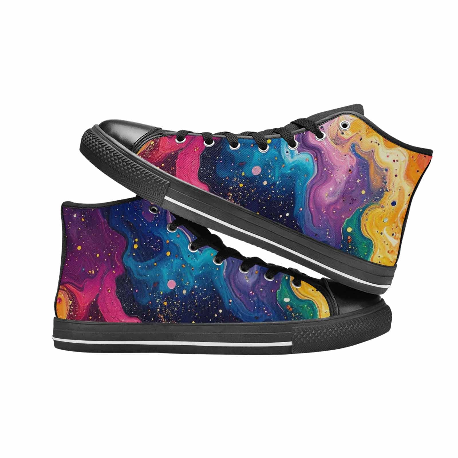 MEN'S Galaxy Art - High Top Canvas Vibrant Chaos Custom Shoes