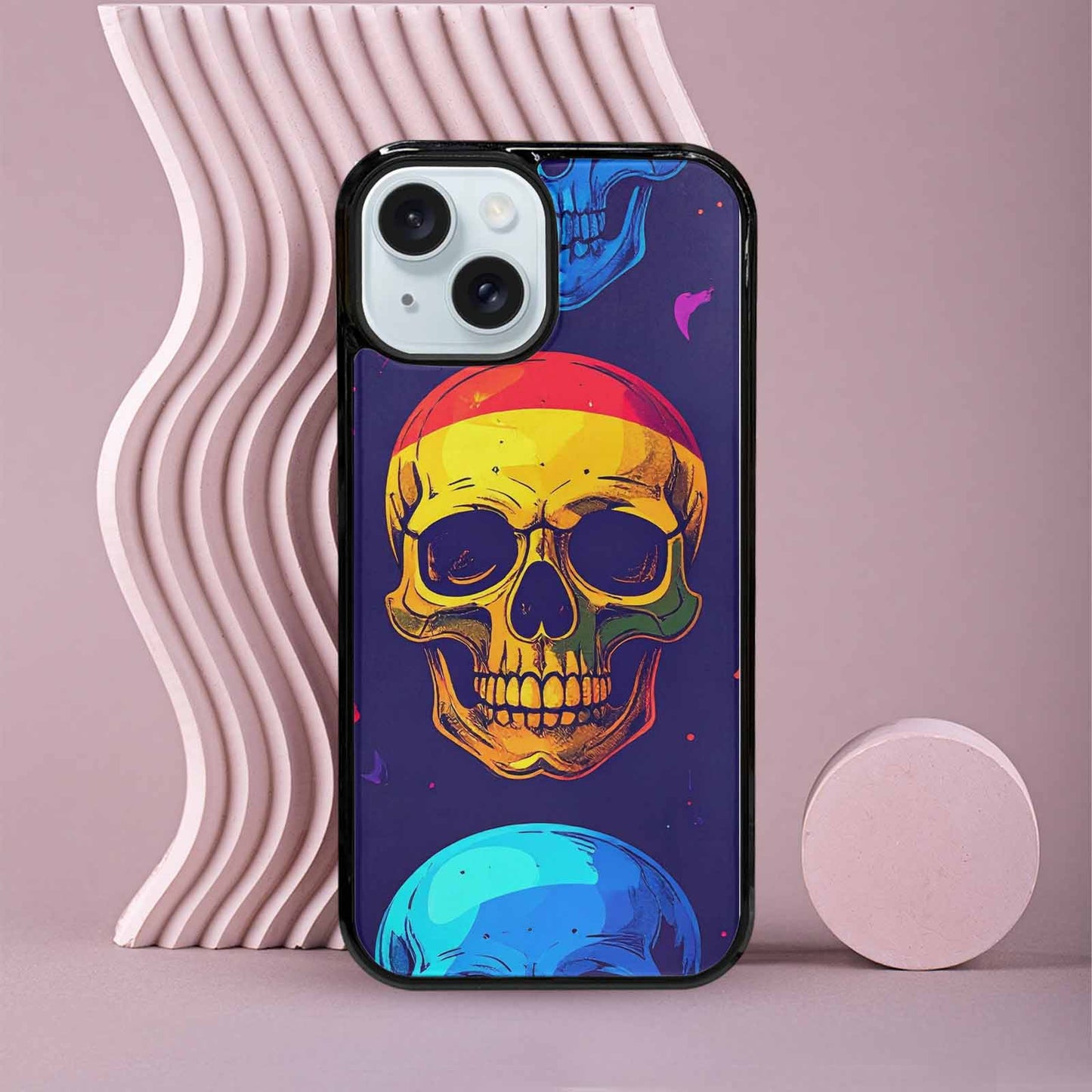 iPhone 15 Case — Pride Flag Skulls Seamless Pattern Vibrant, Personalized Phone Case