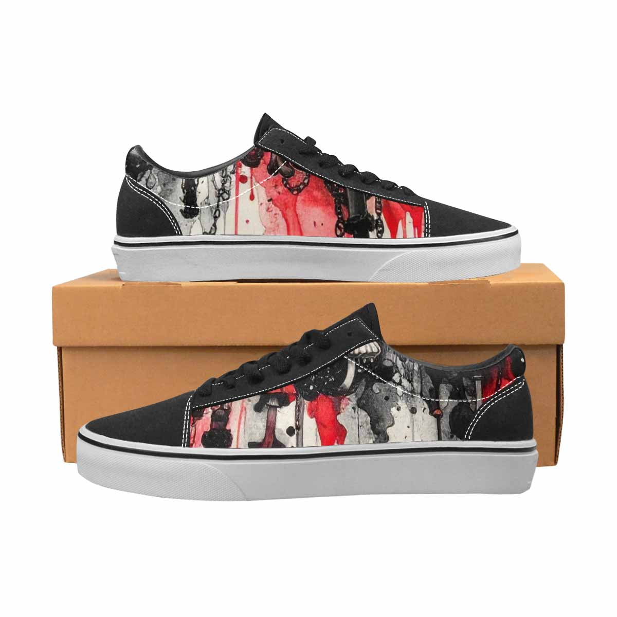 WOMEN'S Rainbow Drip Mushrooms Lace-Up Canvas Vibrant Chaos Custom Sneakers