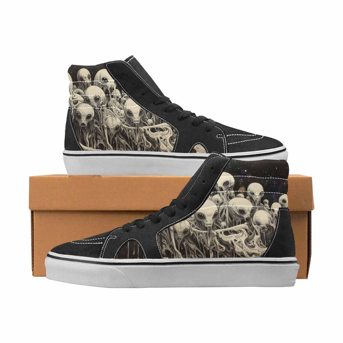 WOMEN'S Alien High Top Canvas Custom Fashion Cottagecore Limited Edition Sneakers