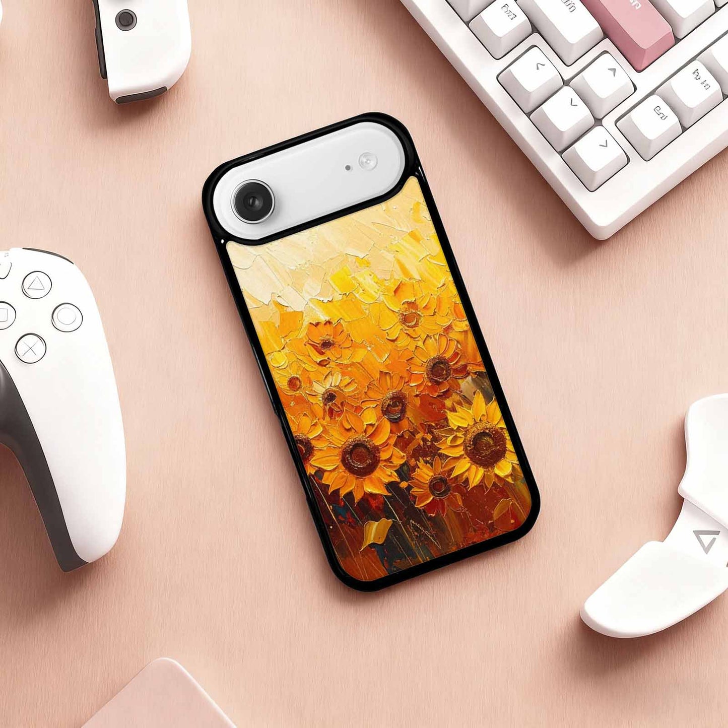 iPhone 17 Air Case — Impressionist Sunflower Brushstroke Pattern Hundreds Floral, Customized Protective Case