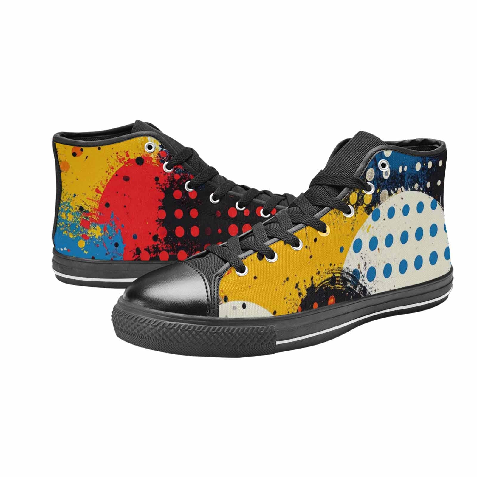 WOMEN'S Comic Book Halftone High Top Canvas Vibrant Chaos Custom Sneakers