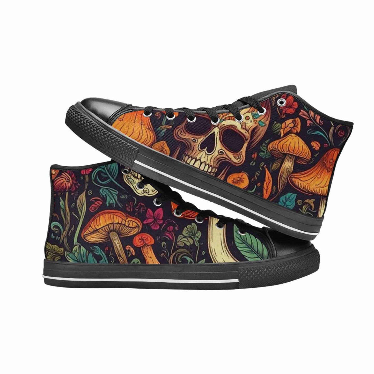 MEN'S Mushrooms And Skulls High Top Canvas Dark Academia Shoes