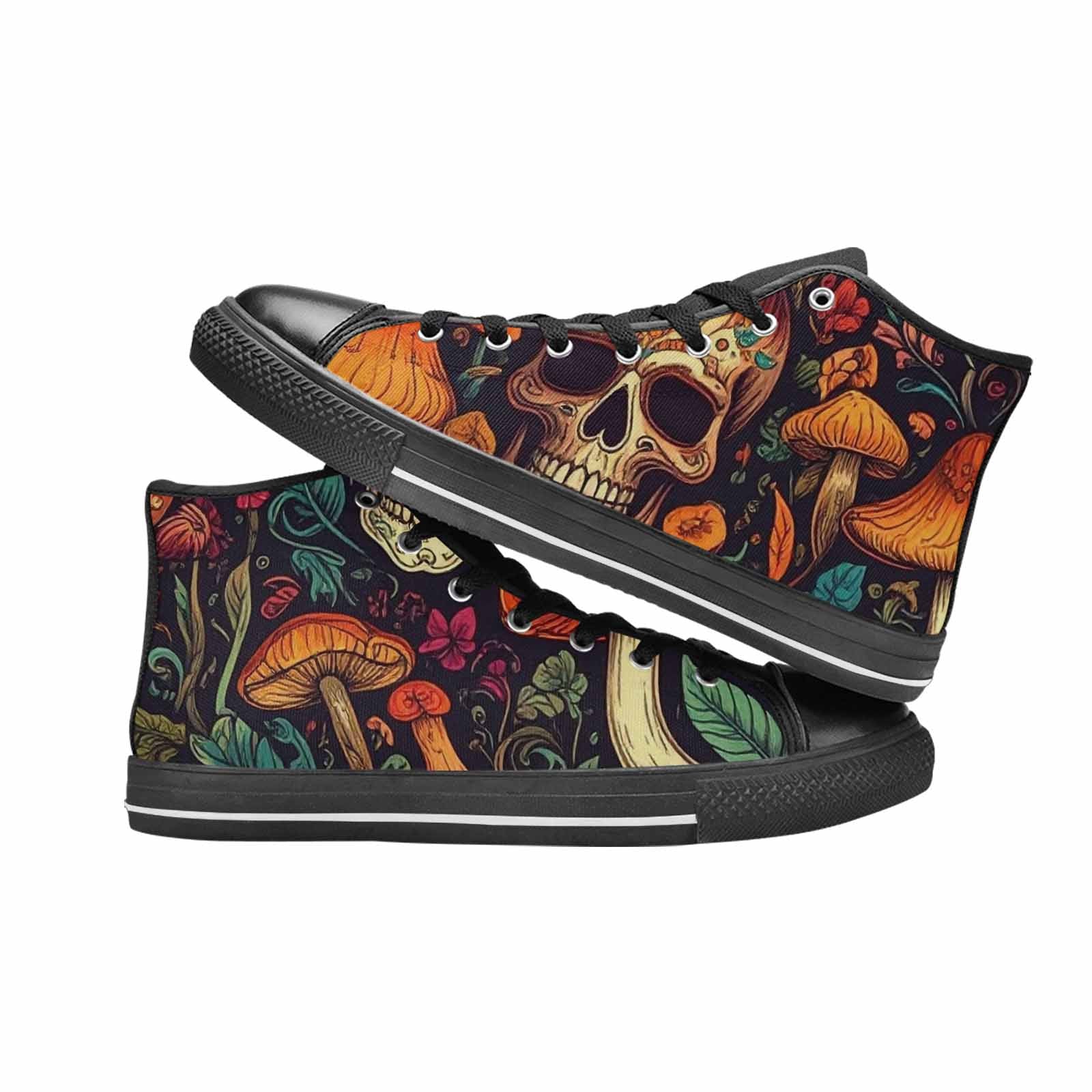 MEN'S Mushrooms And Skulls High Top Canvas Dark Academia Shoes