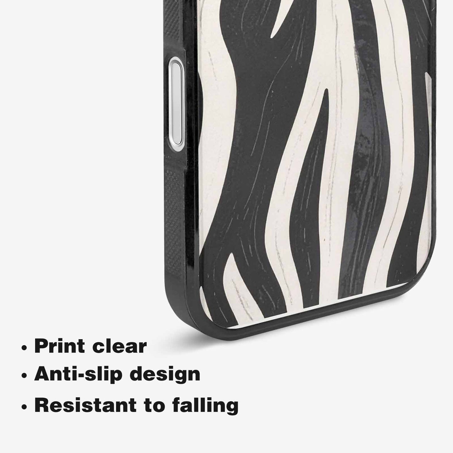 iPhone 16 Case — Modern Zebra Stripe Print Crisp Black, Customized Protective Case