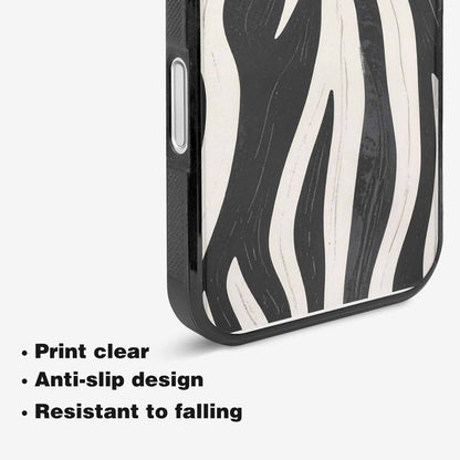 iPhone 16 Case — Modern Zebra Stripe Print Crisp Black, Customized Protective Case