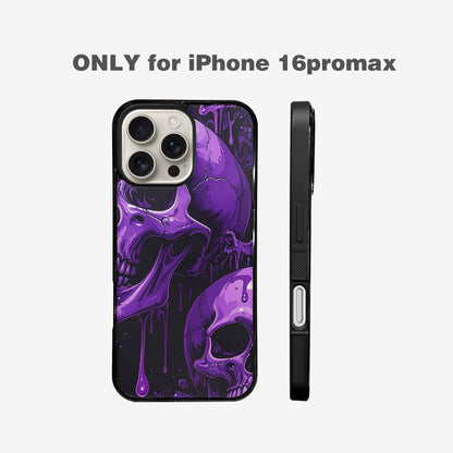 iPhone 16 Pro Max Case — Monochrome Purple Skeletons Neon Drip Melting, Custom Print Case Cover