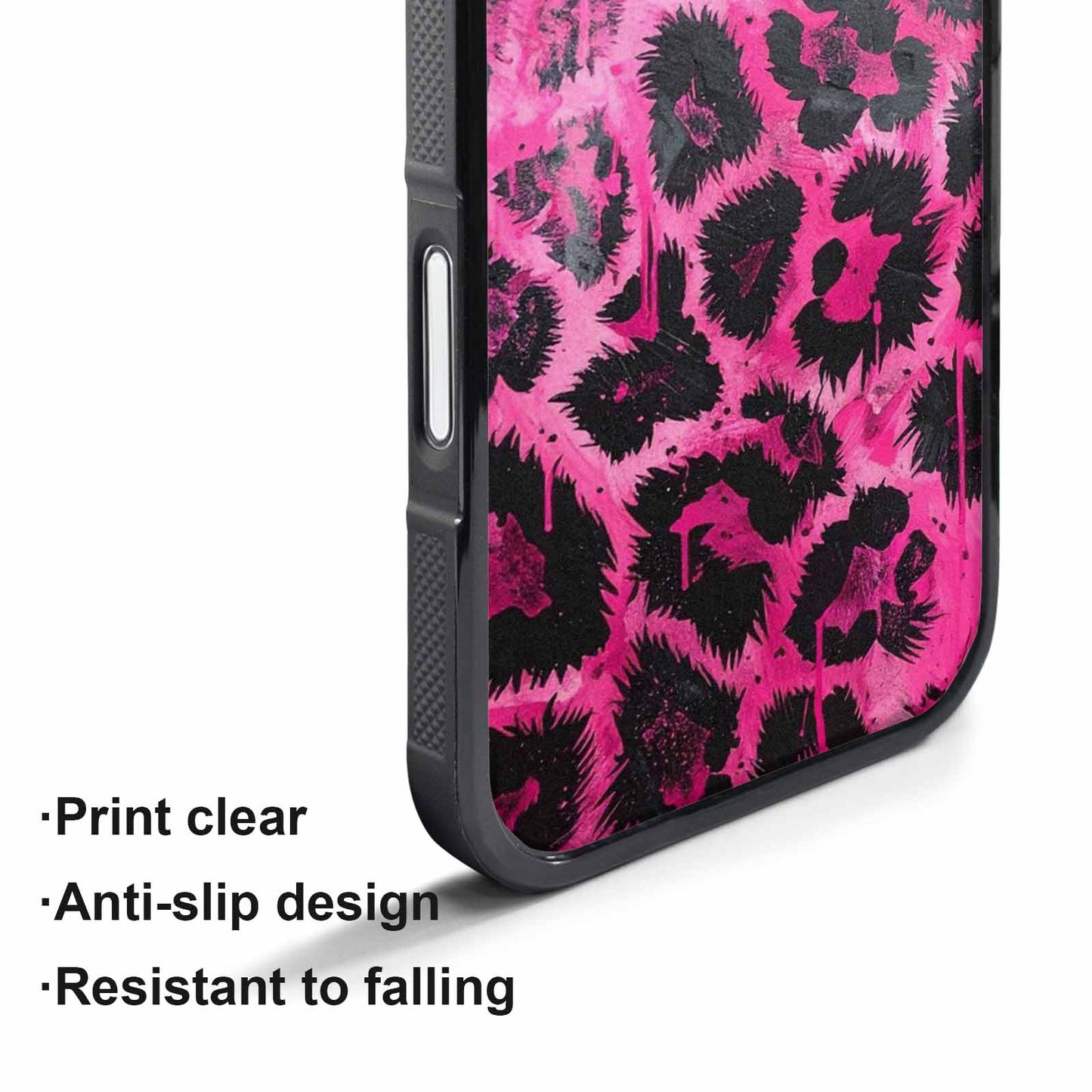 iPhone 17 Pro Max Case — Black &amp; Pink Ink Animal Print, Customized Protective Case