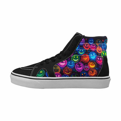 MEN'S Smiley Faces × Glow High Top Canvas Melting Art Custom Sneakers
