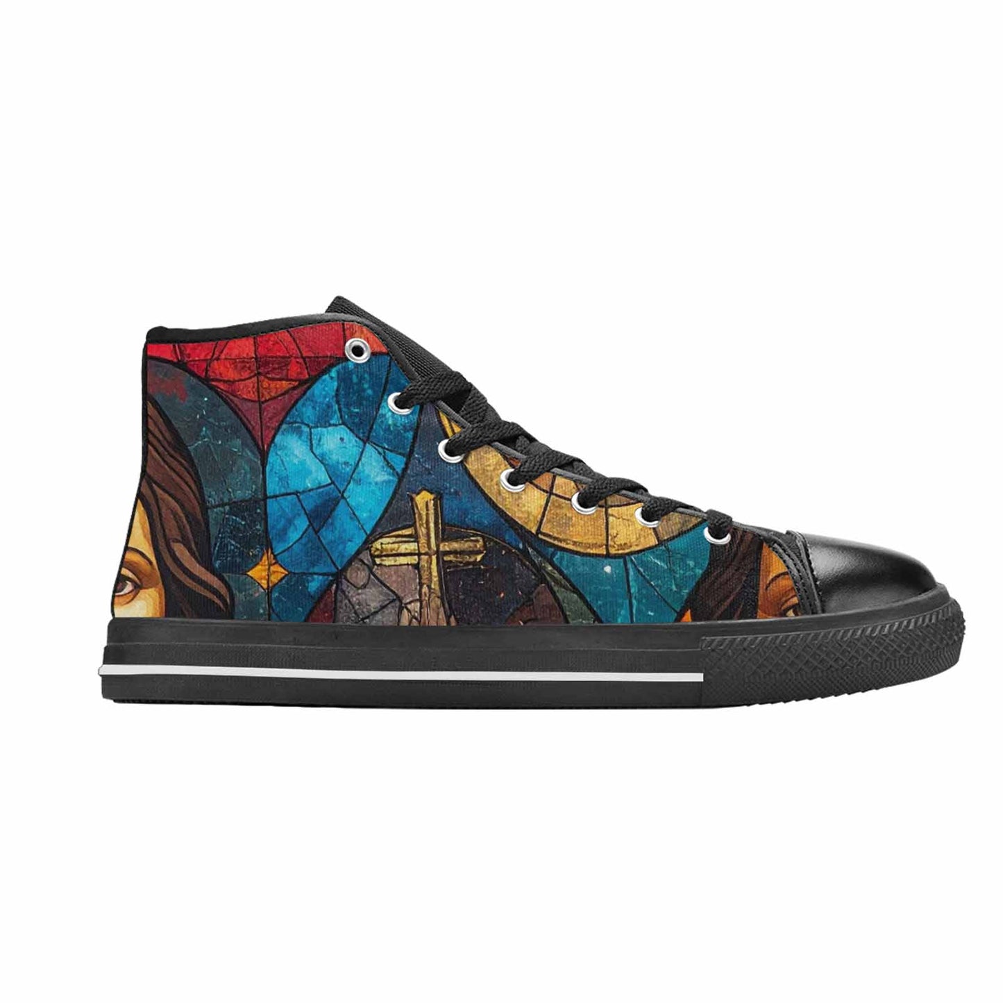 WOMEN'S Jesus Face Small High Top Canvas Cottagecore Sneakers