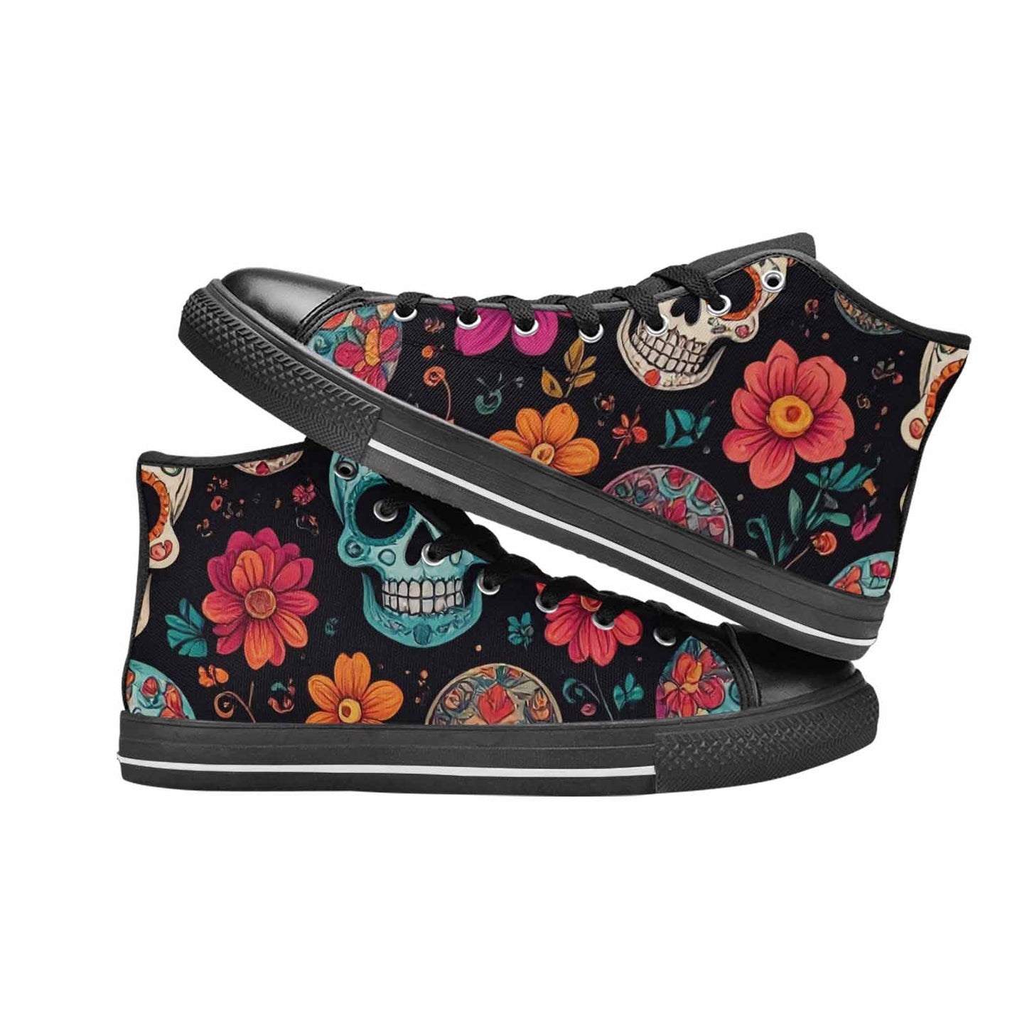 WOMEN'S Dia De Los Muertos Sugar Skull High Top Canvas Vivid Shoes