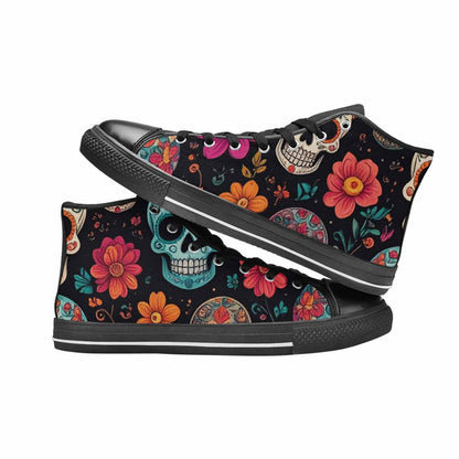 WOMEN'S Dia De Los Muertos Sugar Skull High Top Canvas Vivid Shoes