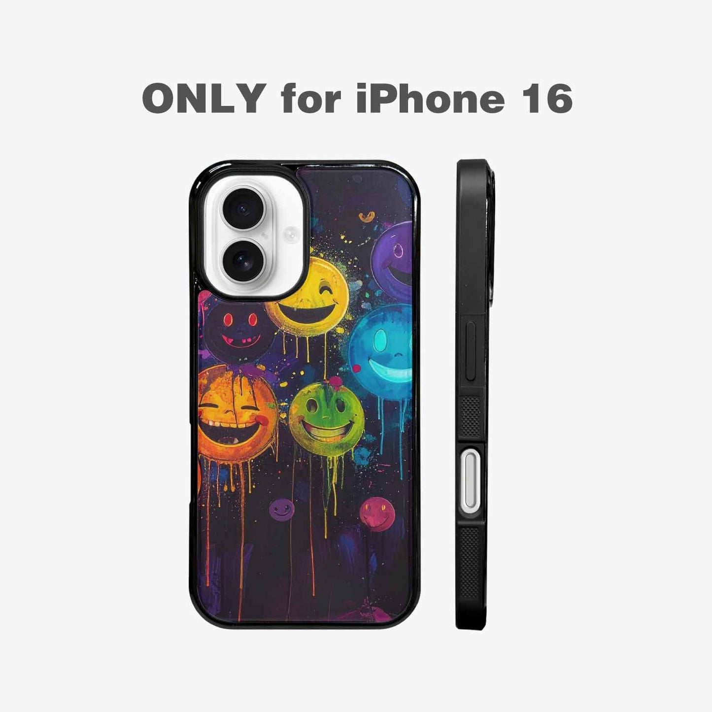 iPhone 16 Case — Smiley Faces Glow Smiley Faces Pattern, Personalized Phone Case