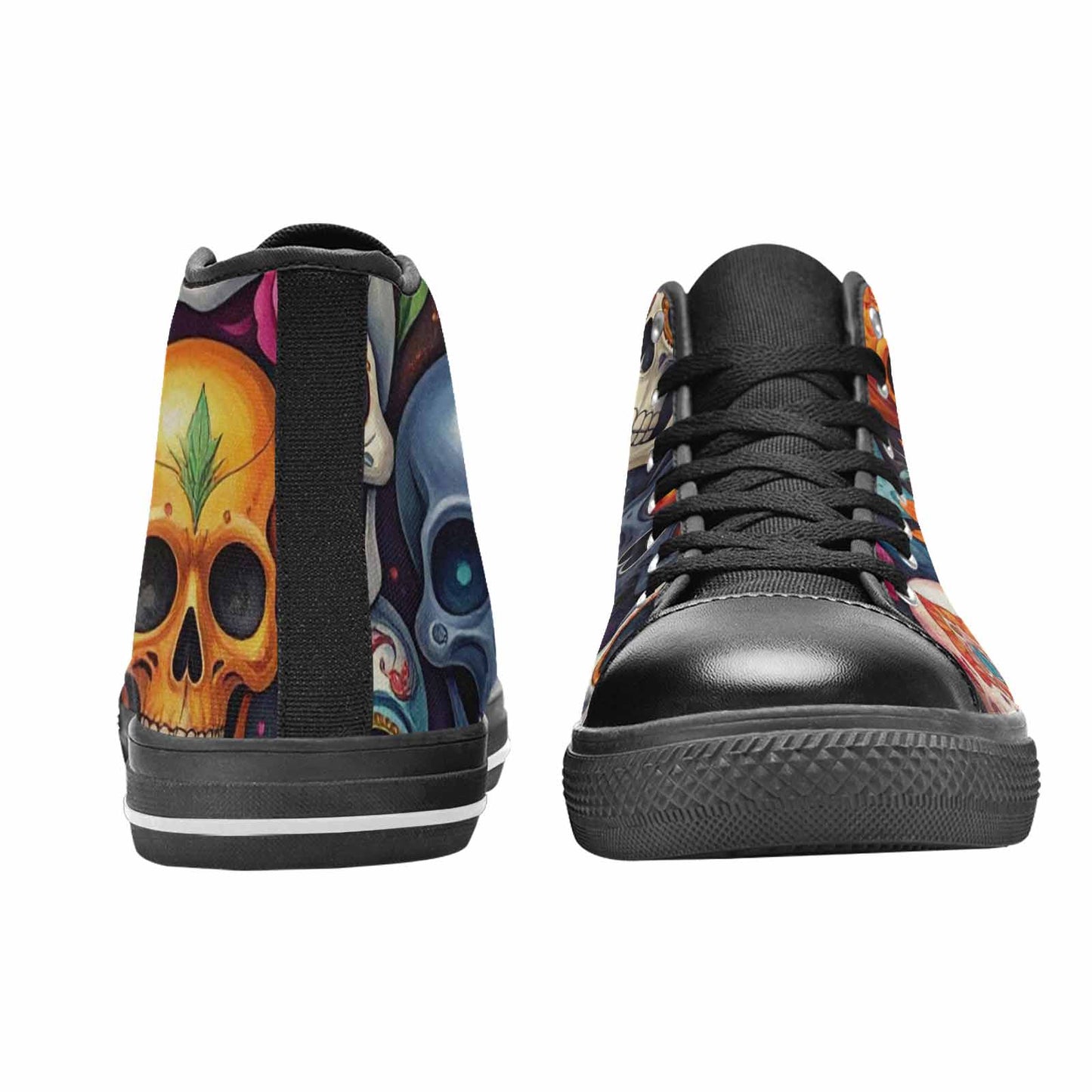 WOMEN'S Skull High Top Canvas Surreal Custom Shoes