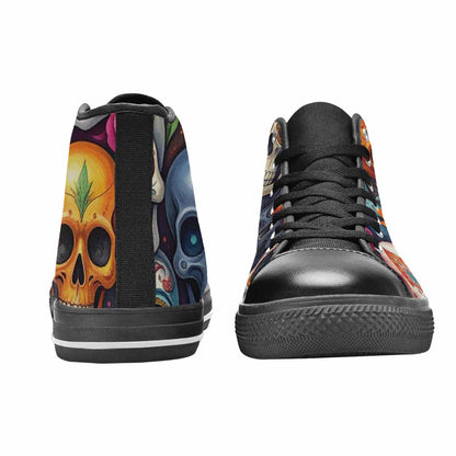 WOMEN'S Skull High Top Canvas Surreal Custom Shoes