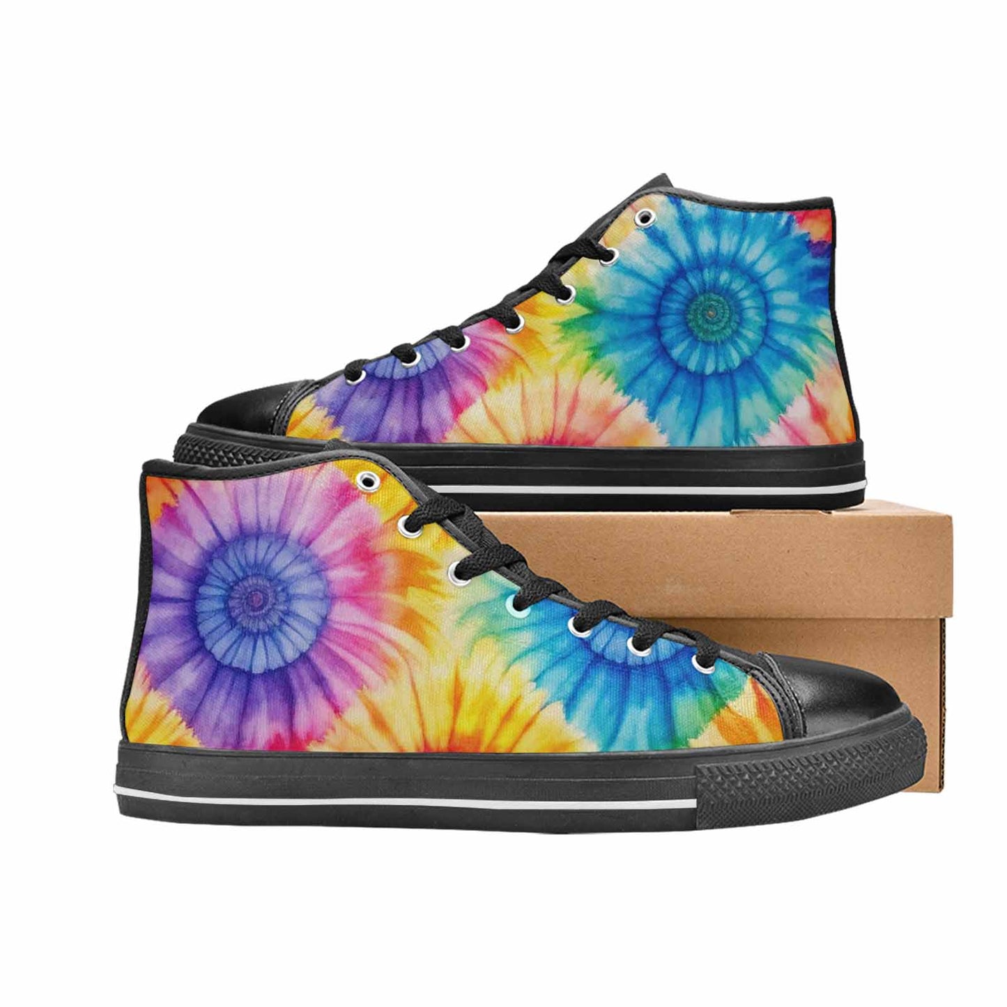 MEN'S Tie Dye Swirl High Top Canvas Grunge Shoes