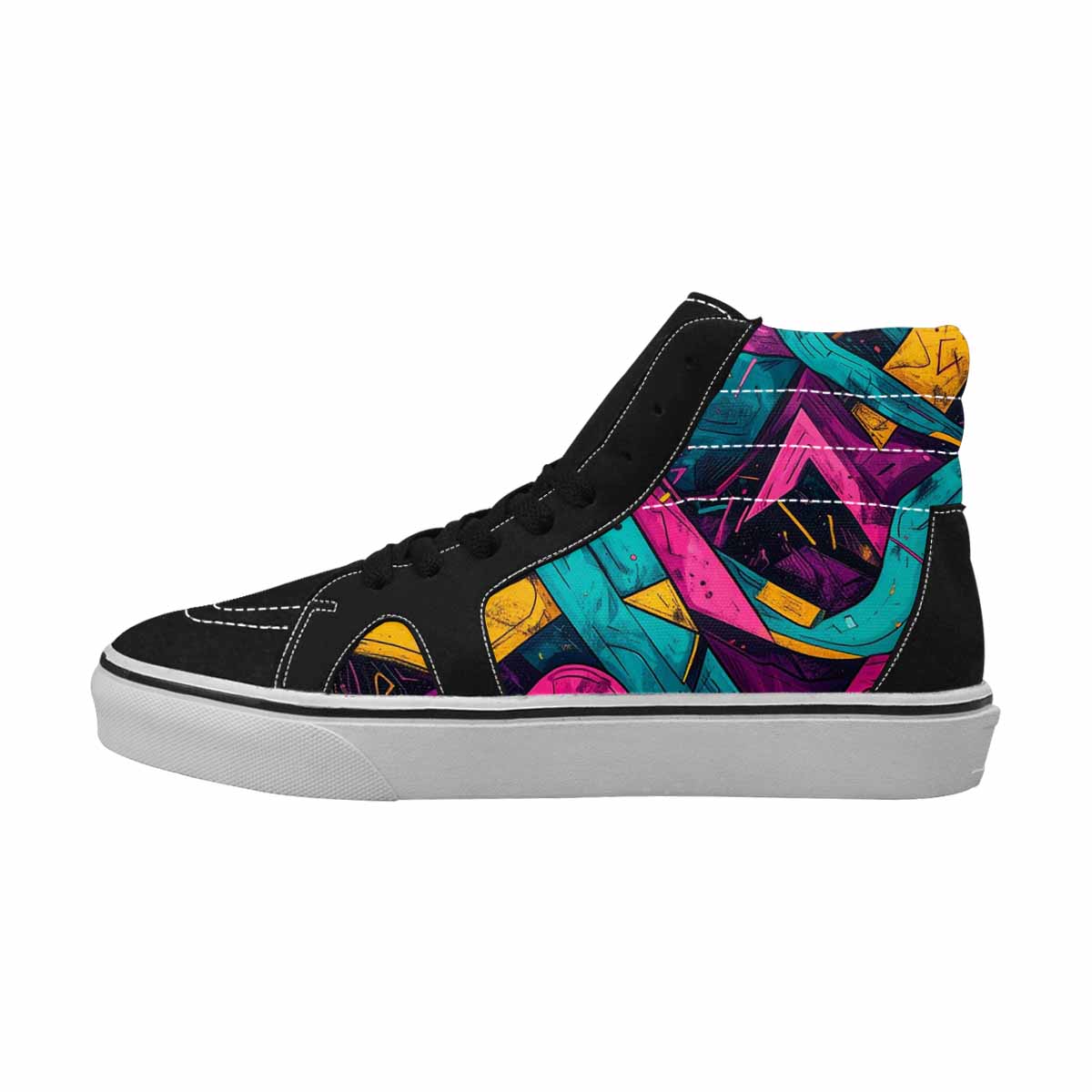 WOMEN'S 80S Retro Print High Top Canvas Wallpaper Art Shoes