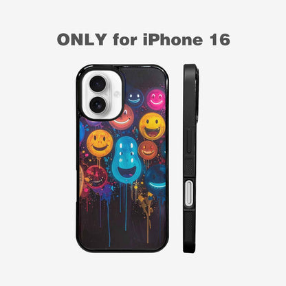 iPhone 16 Case — Smiley Faces Glow Smiley Faces Pattern, Customized Protective Case