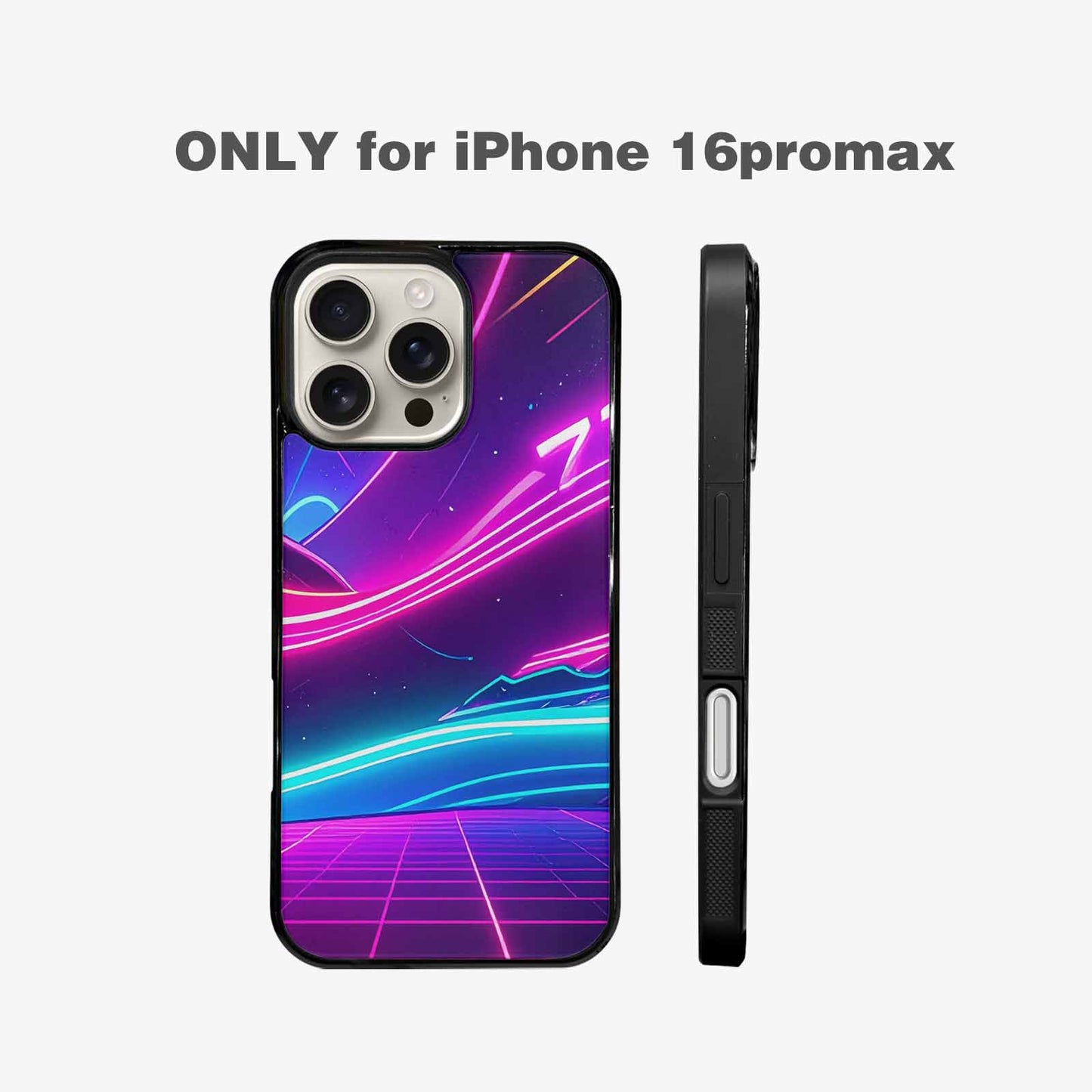 iPhone 16 Pro Max Case — 1980s Neon Cartoon Art Pattern, Custom Phone Case