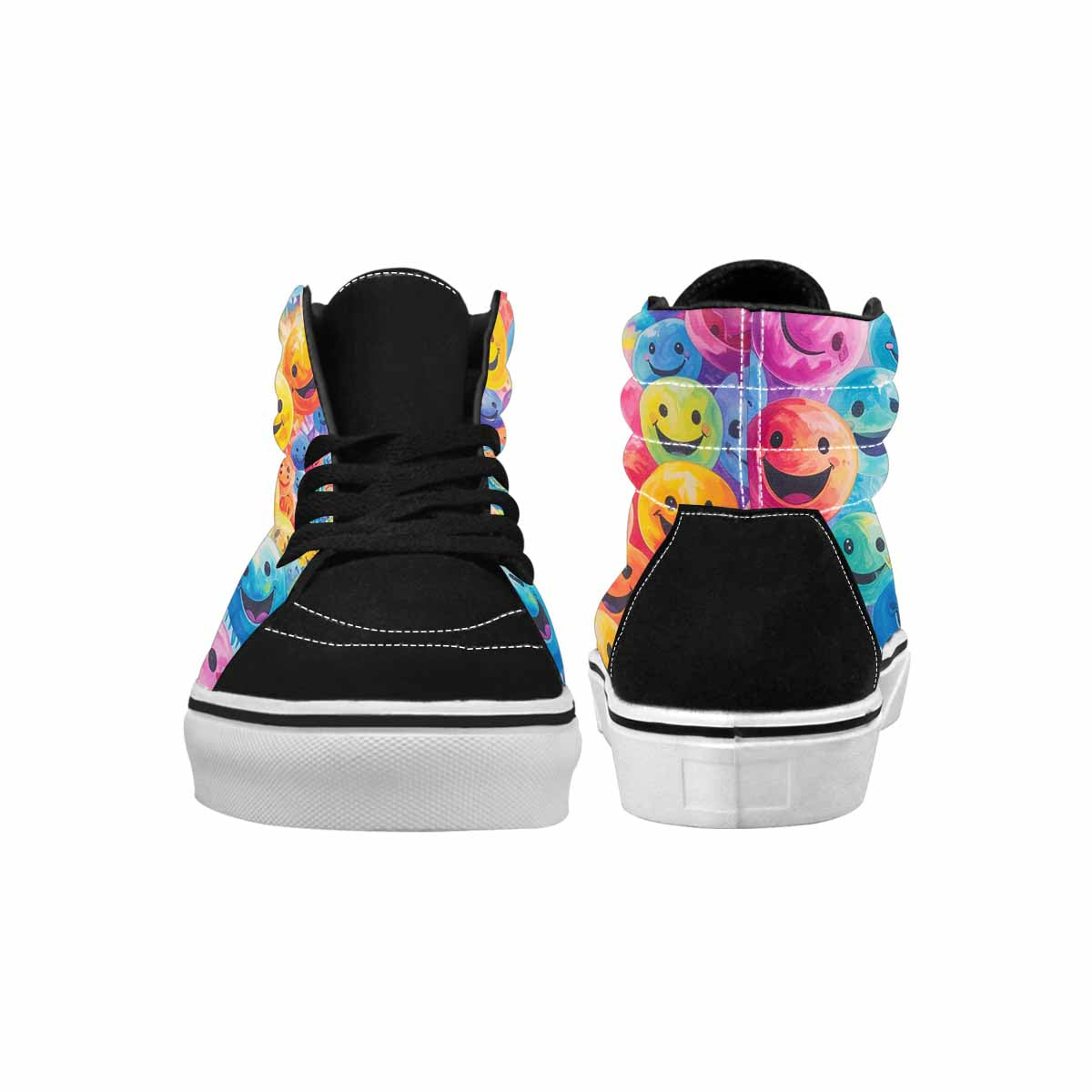 MEN'S Smiley Facessmiley Faces  High Top Canvas Melting Art Sneakers