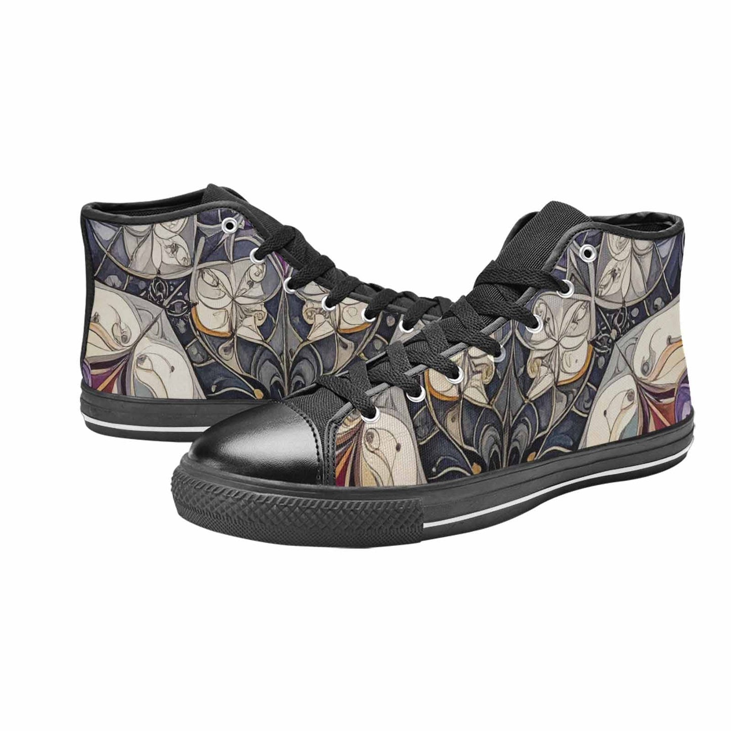MEN'S Asexual Flag Color High Top Canvas Vibrant Chaos Custom Shoes