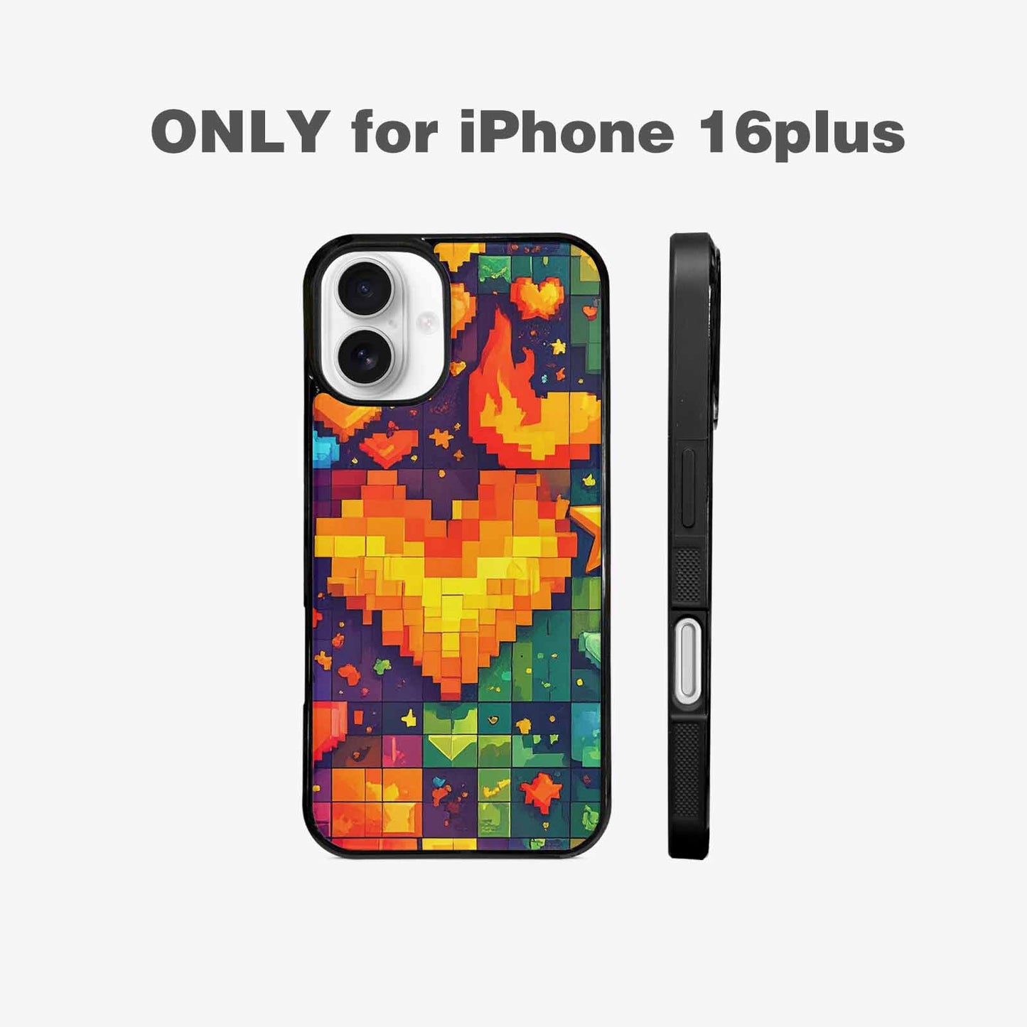 iPhone 16 Plus Case — Pixel Art 8 Bit Burst Pattern, Custom Printed Phone Case