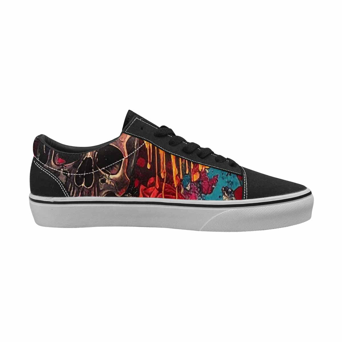 WOMEN'S Skulls Roses Skulls Roses Lace-Up Canvas Grunge Custom Shoes