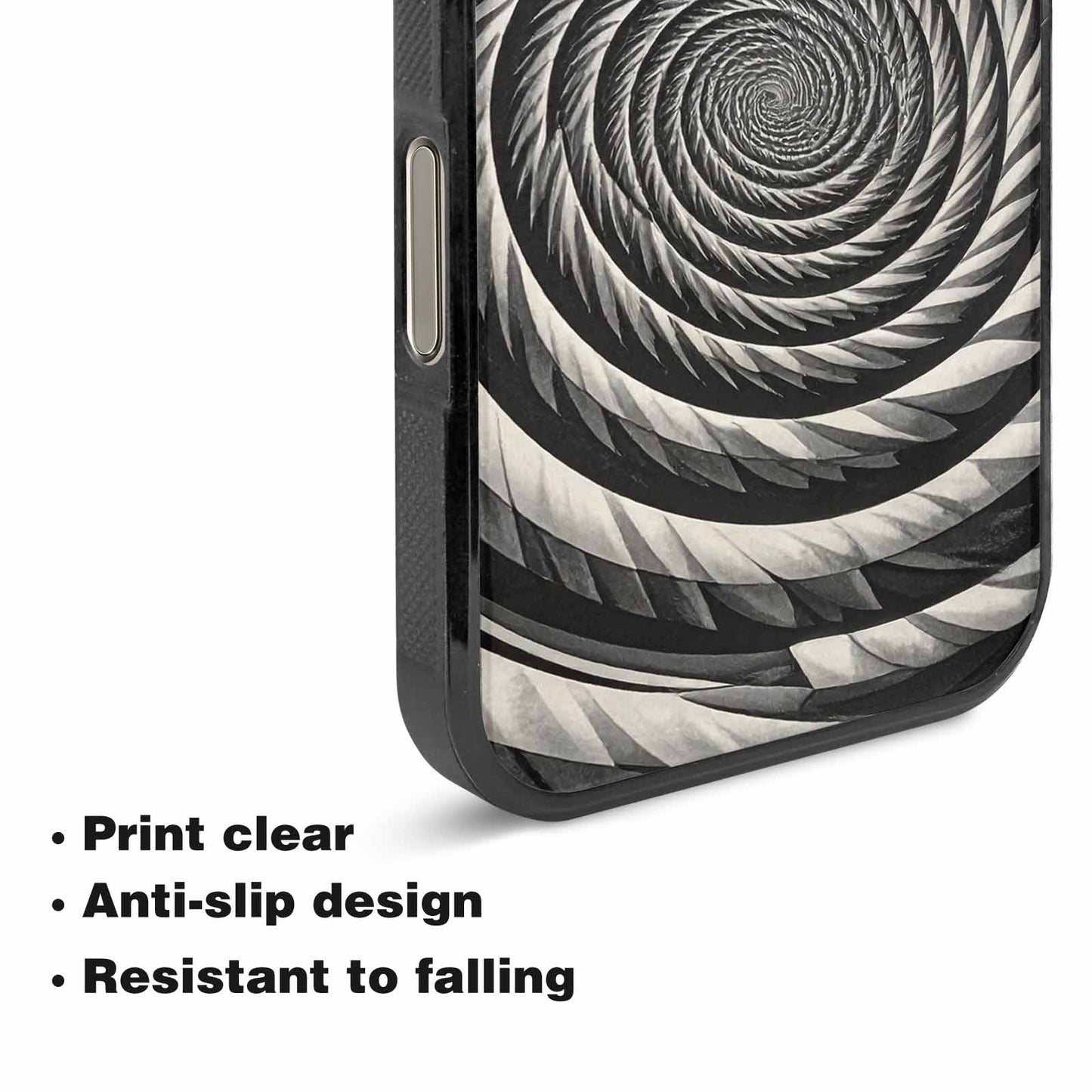 iPhone 16 Pro Case — Hypnotic Spiral Optical Illusion Motif High, Personalized Phone Case