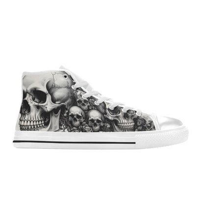 Grey Skull Butterfly Women's Gothic Dark Art High Top Canvas Shoes | Freaky Shoes®