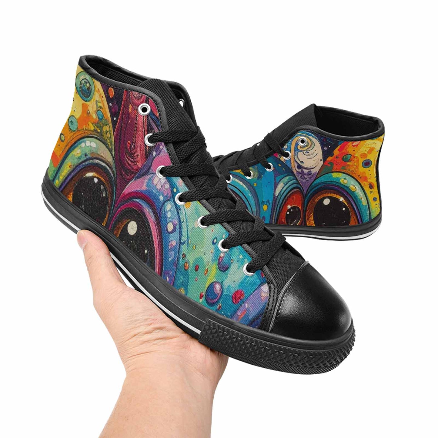 MEN'S Cartoon Alien Characters High Top Canvas Vibrant Chaos Custom Shoes