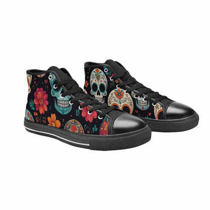 WOMEN'S Dia De Los Muertos Sugar Skull High Top Canvas Vivid Shoes