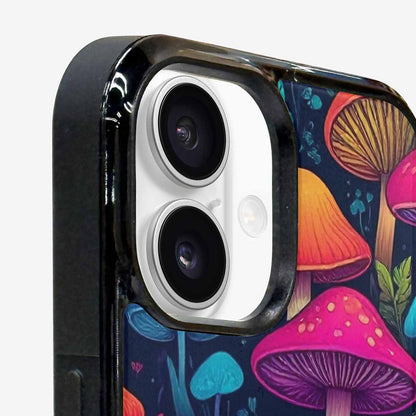 iPhone 16 Plus Case — Mushroom Psychedelic Art Seamless Pattern Vibrant, Unique Phone Case Design