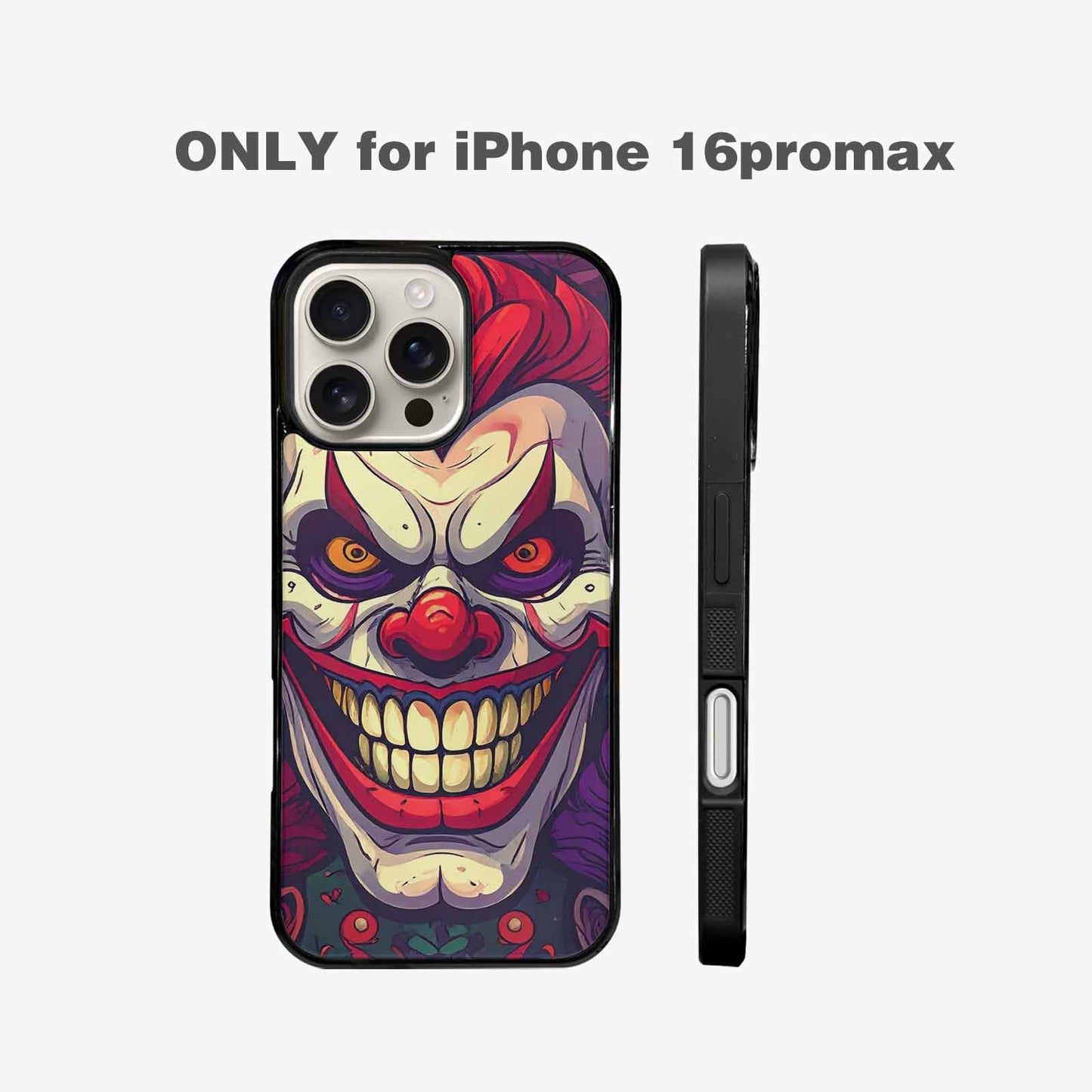 iPhone 16 Pro Max Case — Evil Circus Heads Faces Overlapping Patterns, Custom Phone Case