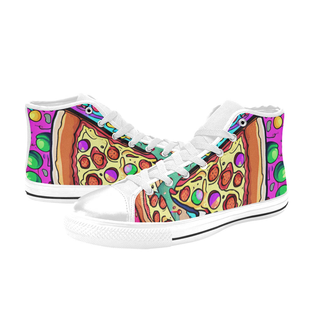MEN'S Pizza Fantasy Artwork Design High Top Canvas Cottagecore Sneakers