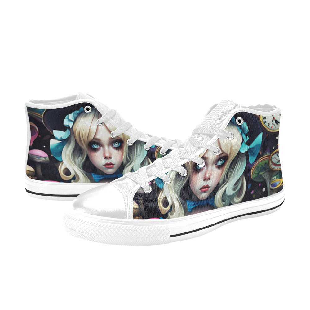 WOMEN'S Creepy Art Trippy Wonderland High Top Canvas Dreamcore Shoes