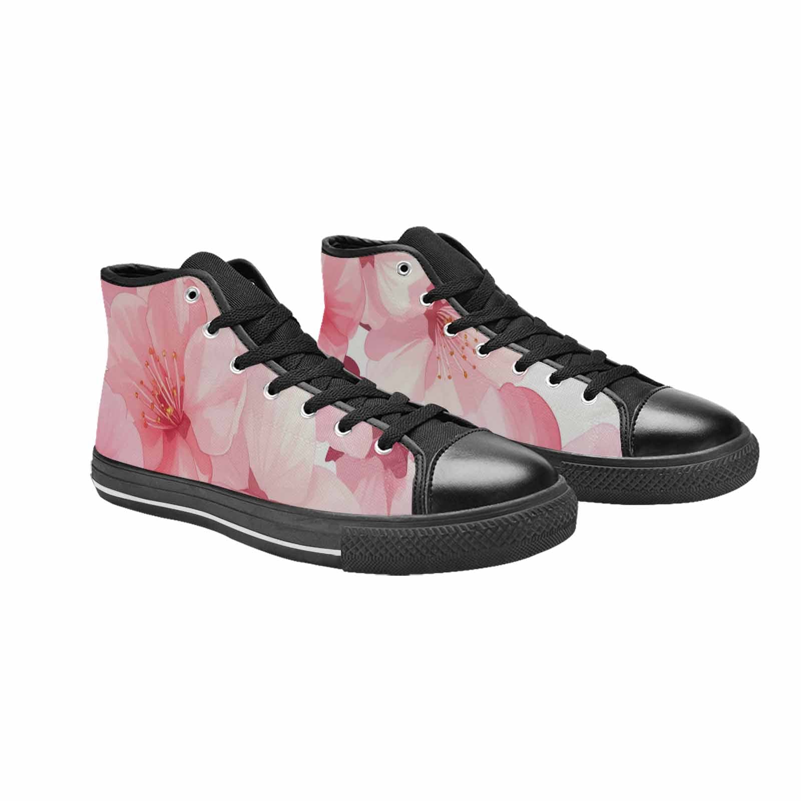 WOMEN'S Japanese Cherry Blossom High Top Canvas Wallpaper Art Sneakers