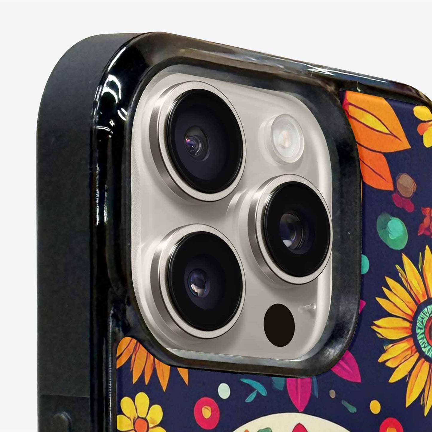 iPhone 16 Pro Case — Sunflowers And Skulls, Custom Printed Phone Case