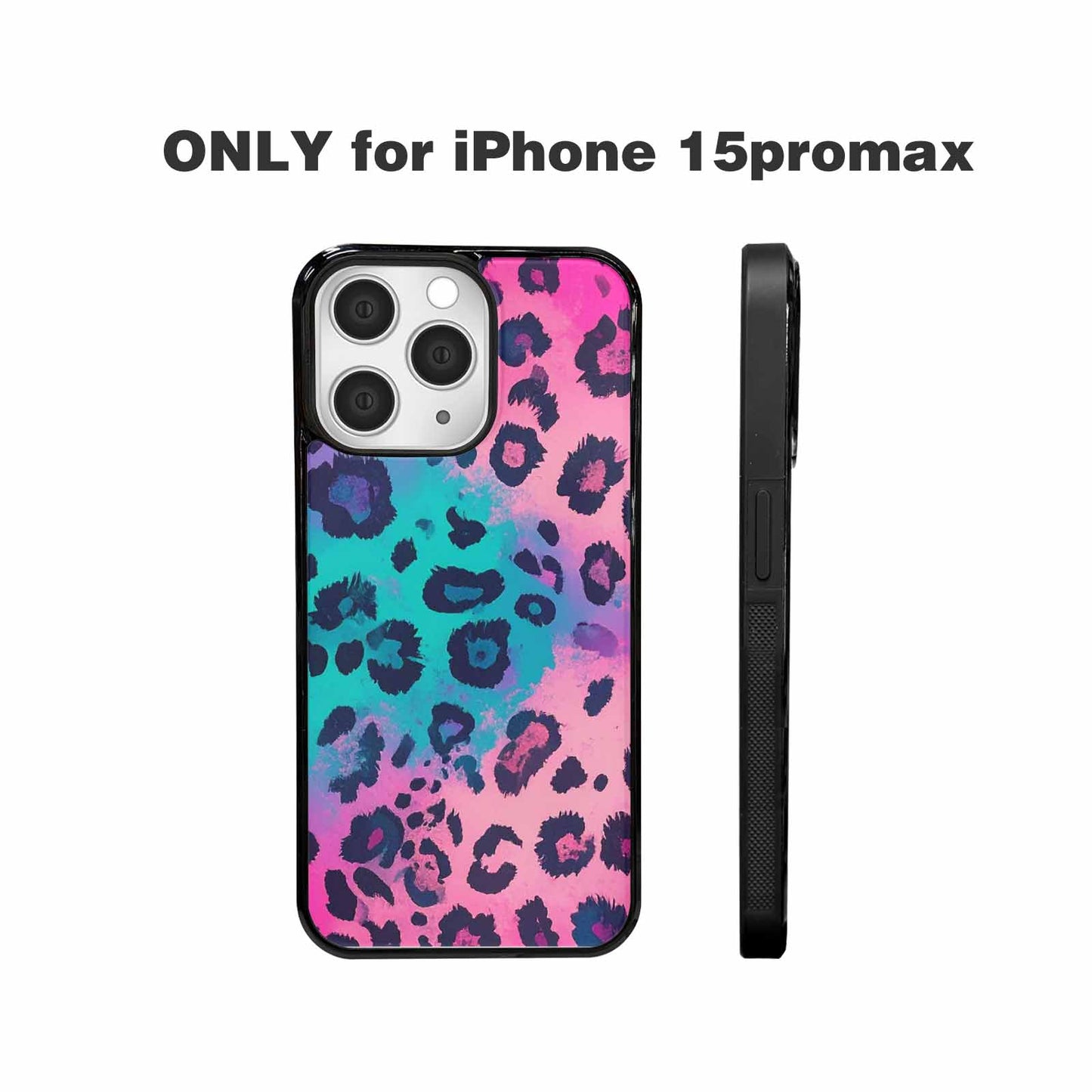 iPhone 15 Pro Max Case — Leopard Neon Pink Teal Airbrush, Custom Designed Case Cover